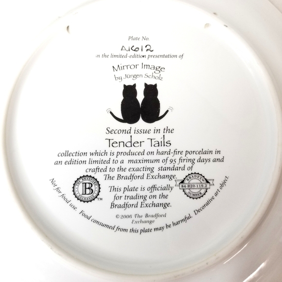 2006 Tender Tails by Jürgen Scholz Cat Collectible Plates , Bradford  Exchange - Picture 3 of 4